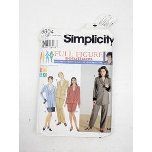 Simplicity 8804 Full Figure Solutions Sewing Pattern Blazer Skirt Pants Size GG